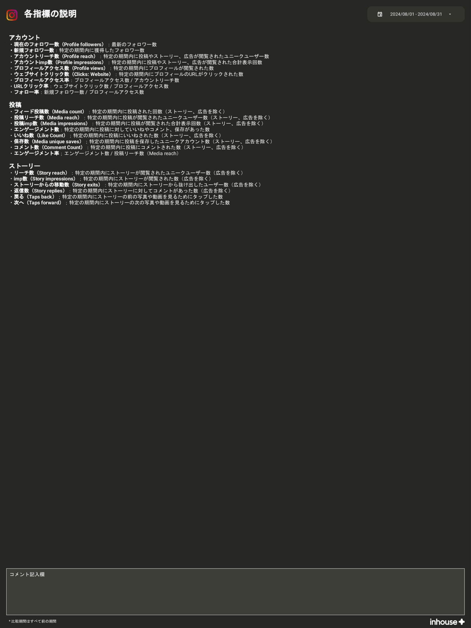 【サブスク版】Instagramインサイトレポート for Looker Studio(0001)の用語の解説